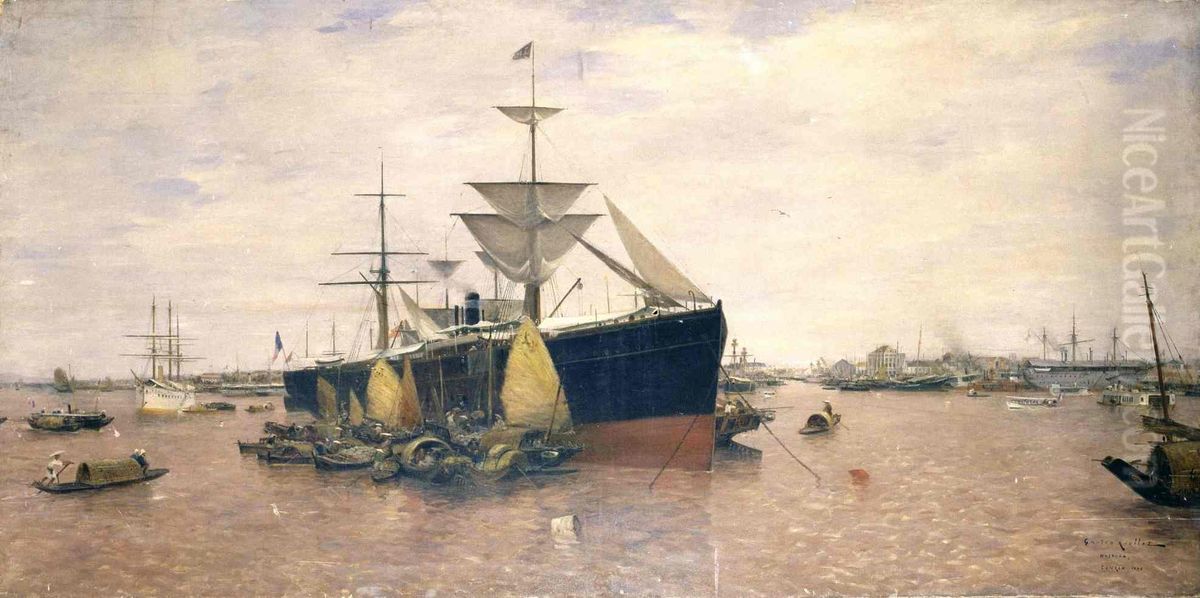 Haiphong, Tonkin, 1886 Oil Painting by Gaston Roullet