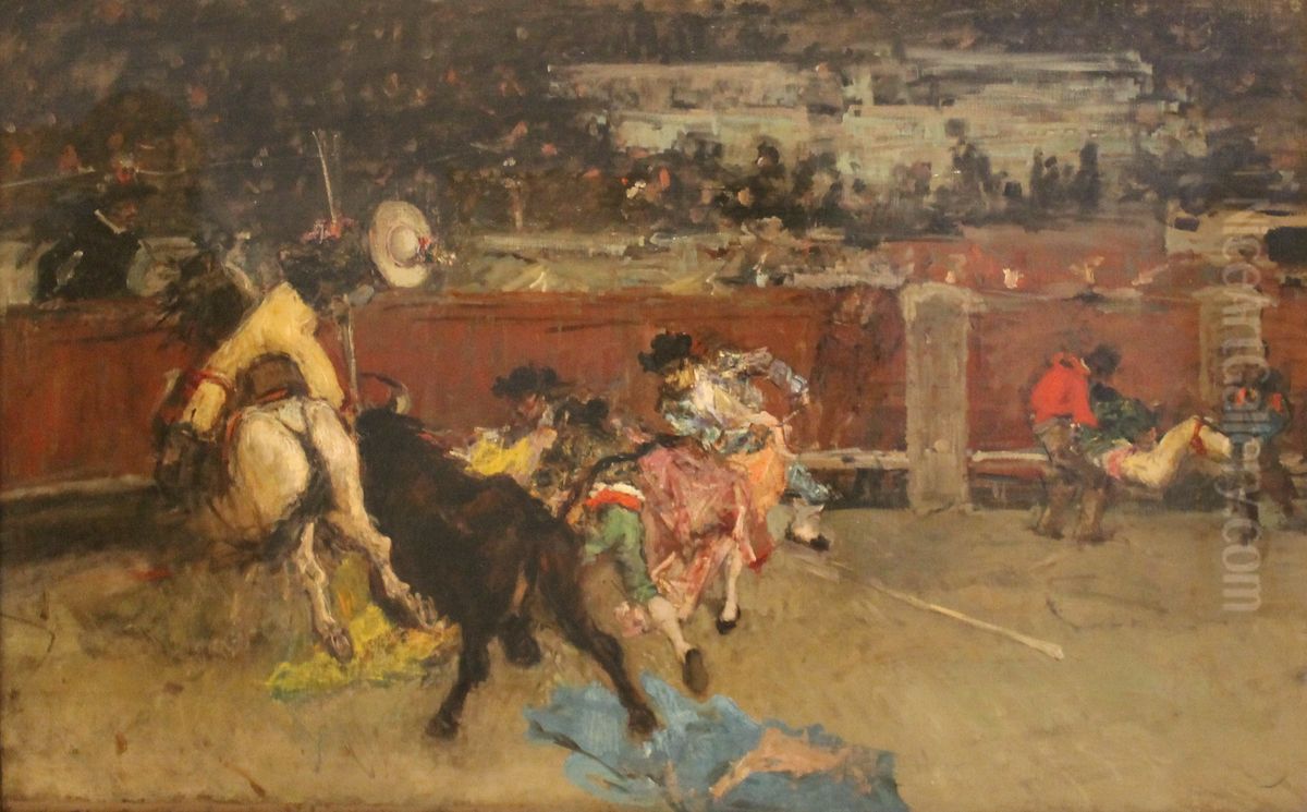 Bullfight. Wounded Picador Oil Painting by Maria Fortuny Marsal