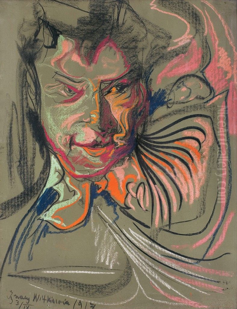 Male Portrait Oil Painting by Stanislaw Ignacy Witkiewicz (Witkacy)