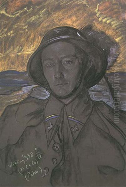 Portret Oficera (Podhalanczyk) Oil Painting by Stanislaw Ignacy Witkiewicz (Witkacy)