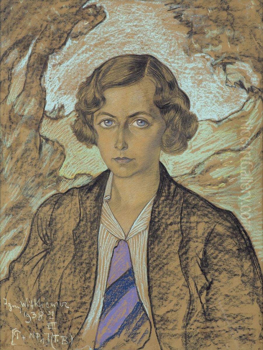 Portret Ireny Kanafojskiej-Dembickiej Oil Painting by Stanislaw Ignacy Witkiewicz (Witkacy)