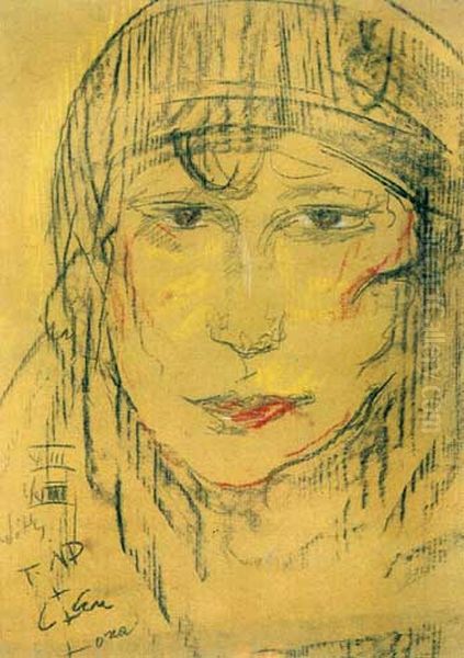 Portret Janiny Turowskiej Oil Painting by Stanislaw Ignacy Witkiewicz (Witkacy)