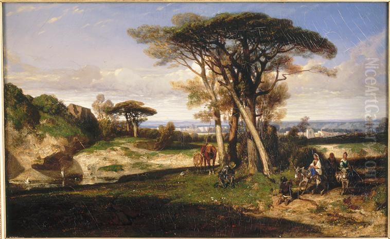 Paysage (Don Quichotte) Oil Painting by Alexandre-Gabriel Decamps
