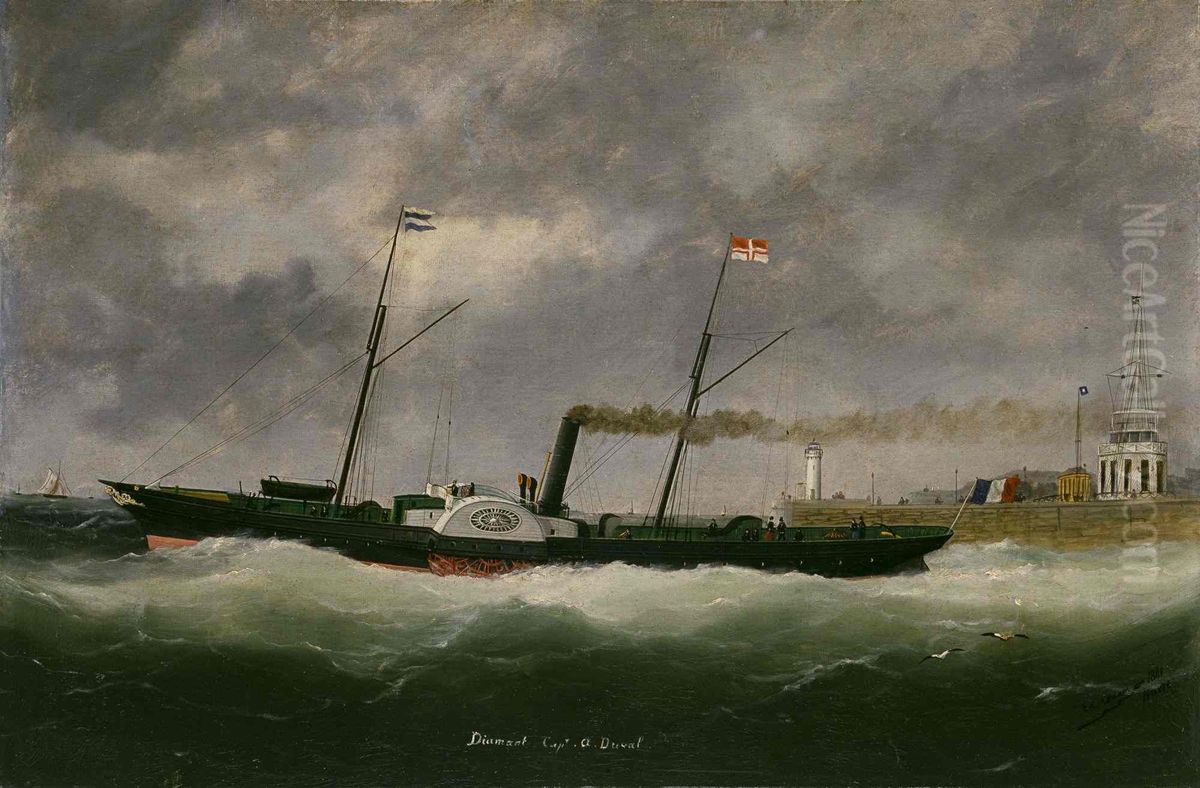 Le Diamant sortant du Havre Oil Painting by Edouard Adam