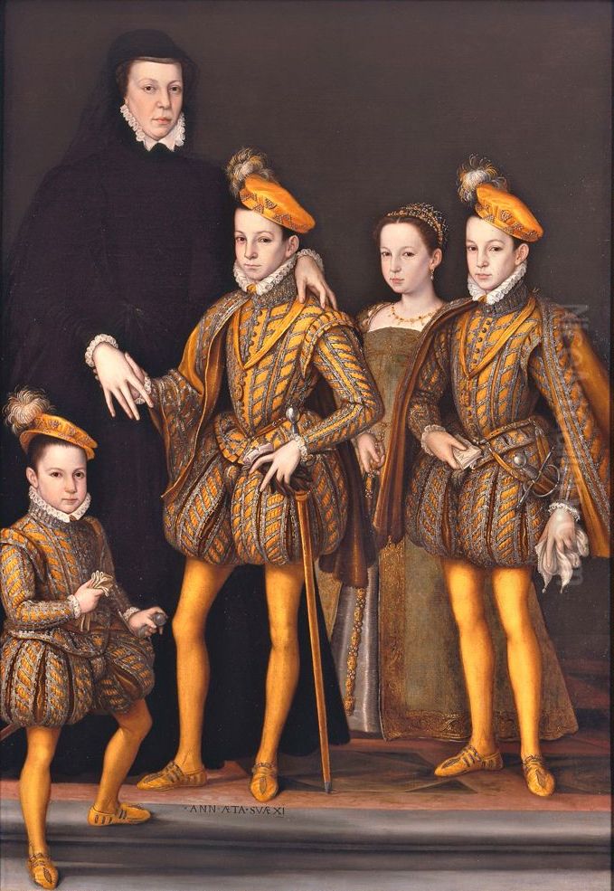 Catherine de' Medici and her children Oil Painting by Francois Clouet
