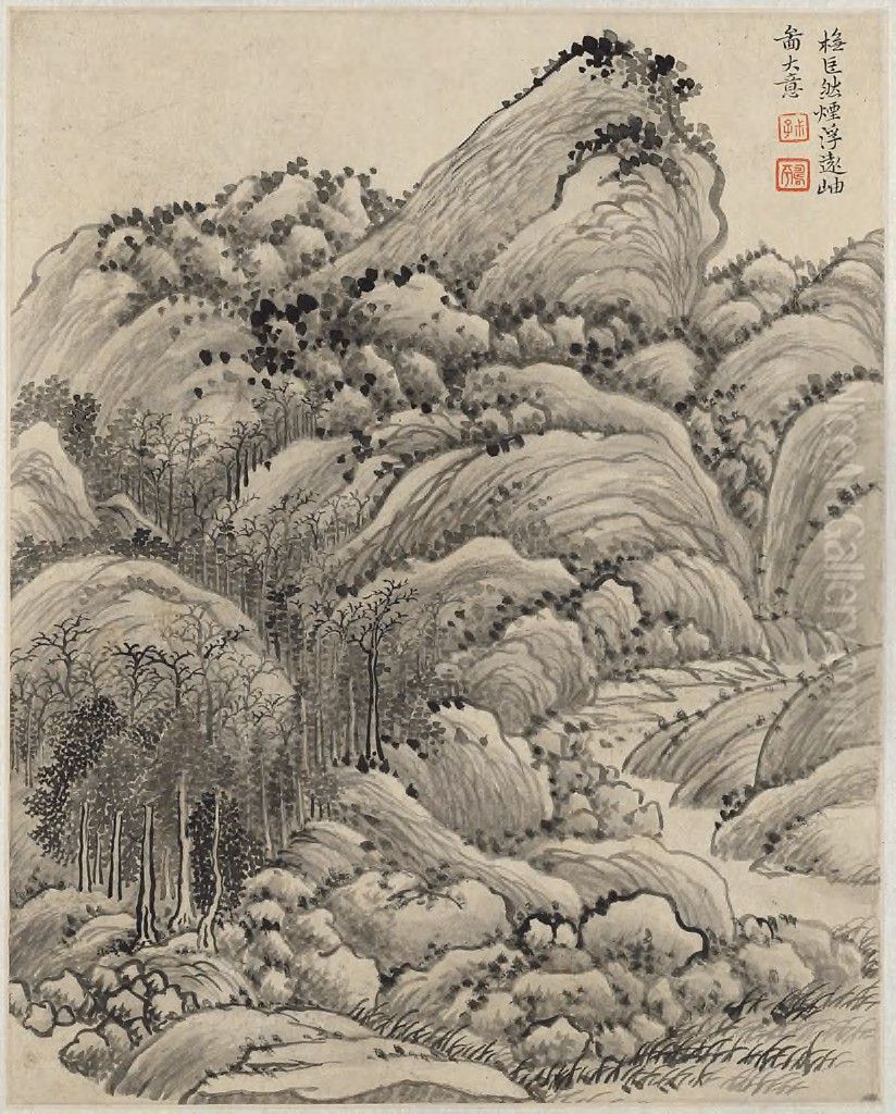 Landscape After Juran (active ca. 960-965) Oil Painting by Yun Shouping