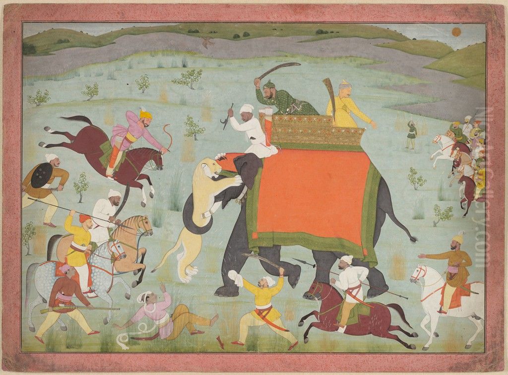 Raja Balwant Singh's Hunt Oil Painting by Nainsukh