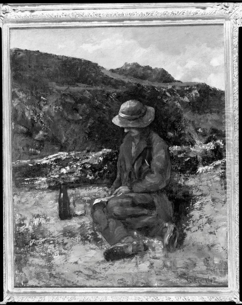 A Stone Cutter Oil Painting by Gustave Courbetand workshop