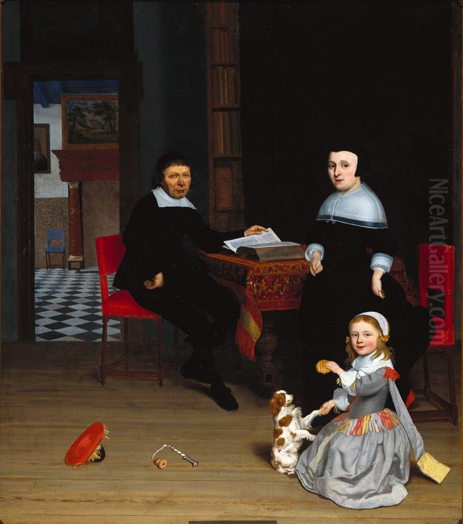 Portrait of a Family Oil Painting by Jacob Ochtervelt