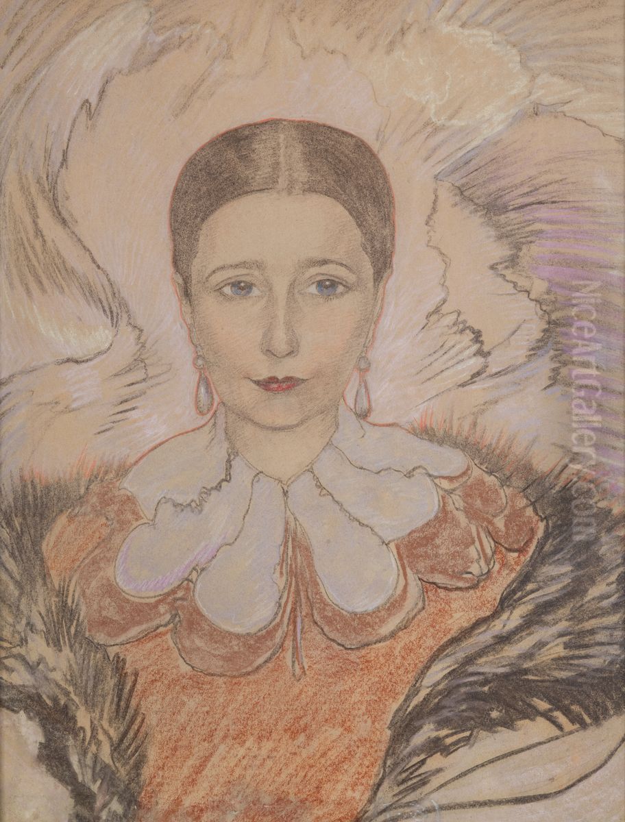 Portrait of Gabriela Czarnocka - Berezowska Oil Painting by Stanislaw Ignacy Witkiewicz (Witkacy)