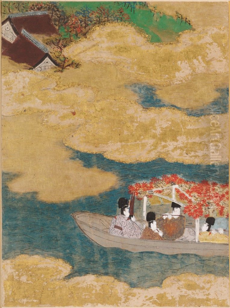 Trefoil Knots (Agemaki), Illustration to Chapter 47 of the Tale of Genji (Genji monogatari) Oil Painting by Tosa Mitsunobu