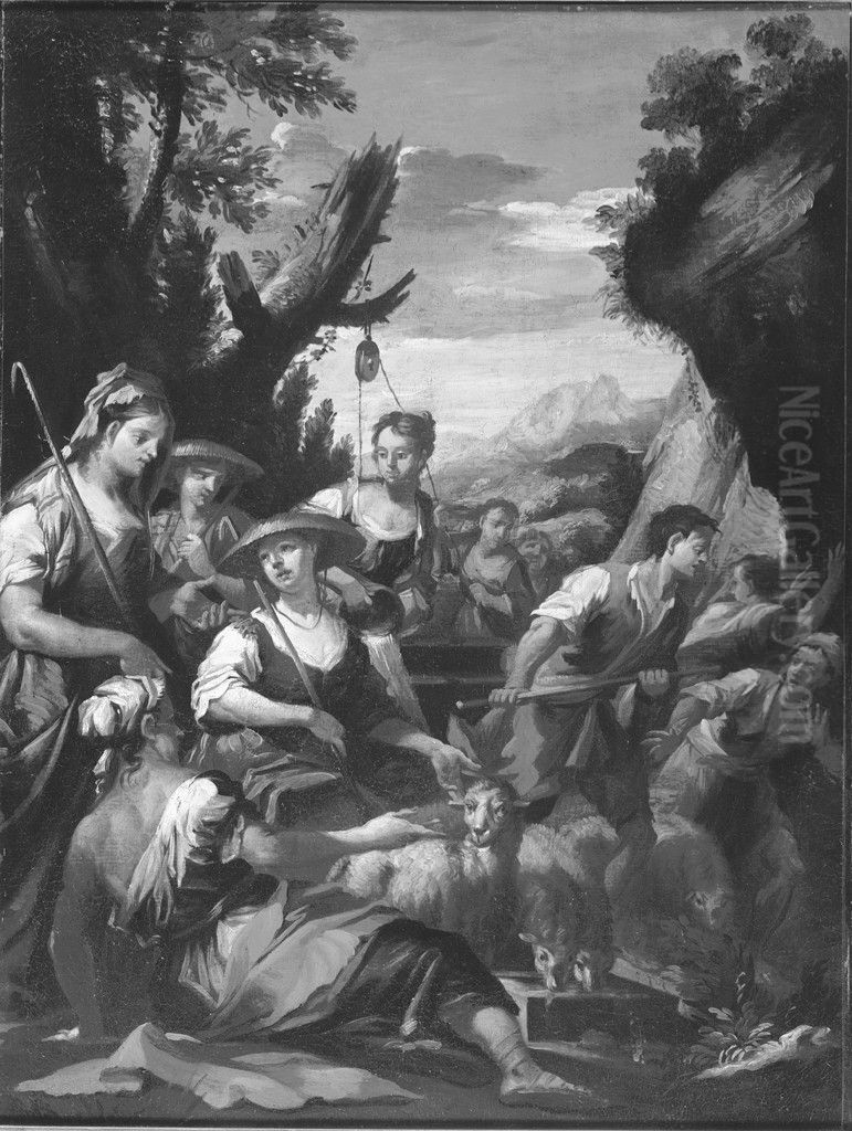 Moses and the Daughters of Jethro Oil Painting by Giovanni Camillo Sagrestani