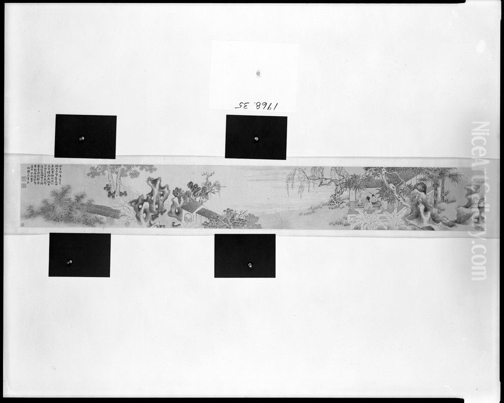 Zhang Yiniang Pinning Her Hair Oil Painting by Hua Yan