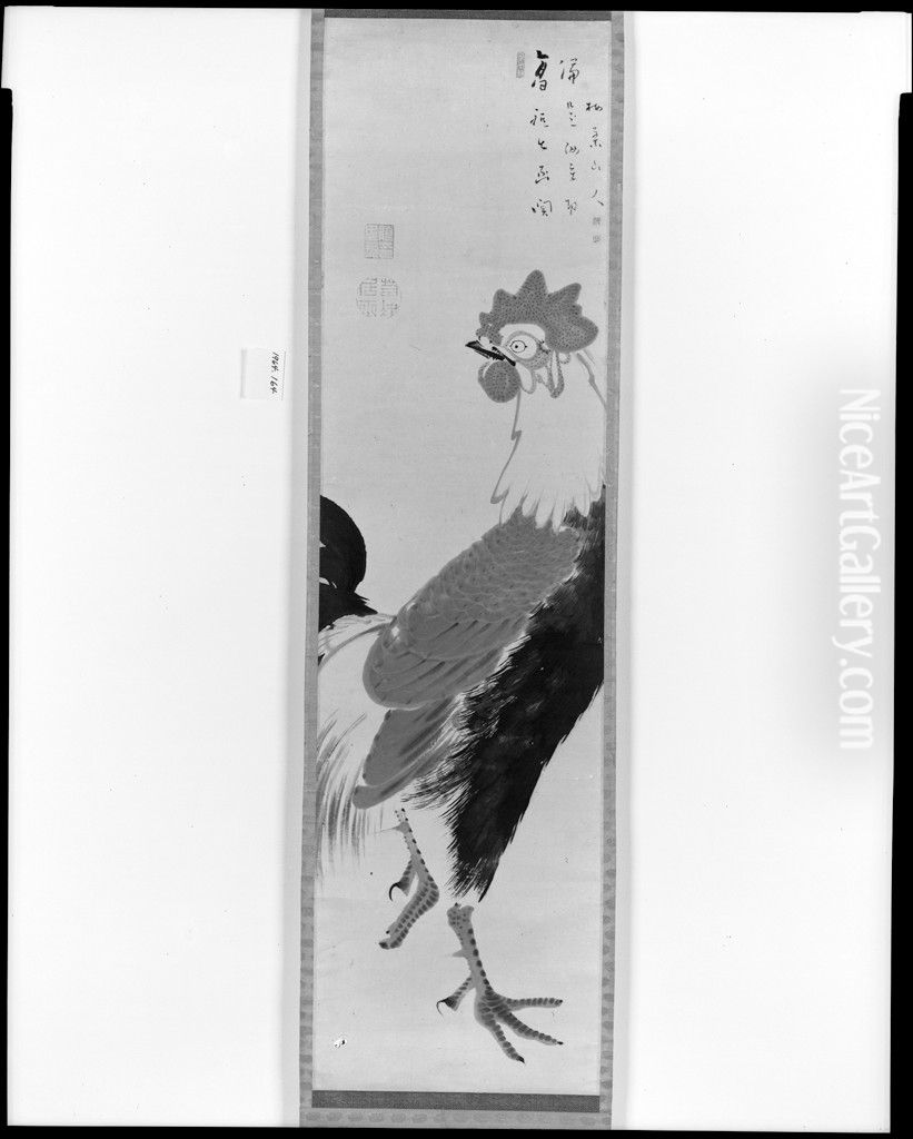 Rooster Oil Painting by Ito Jakuchu