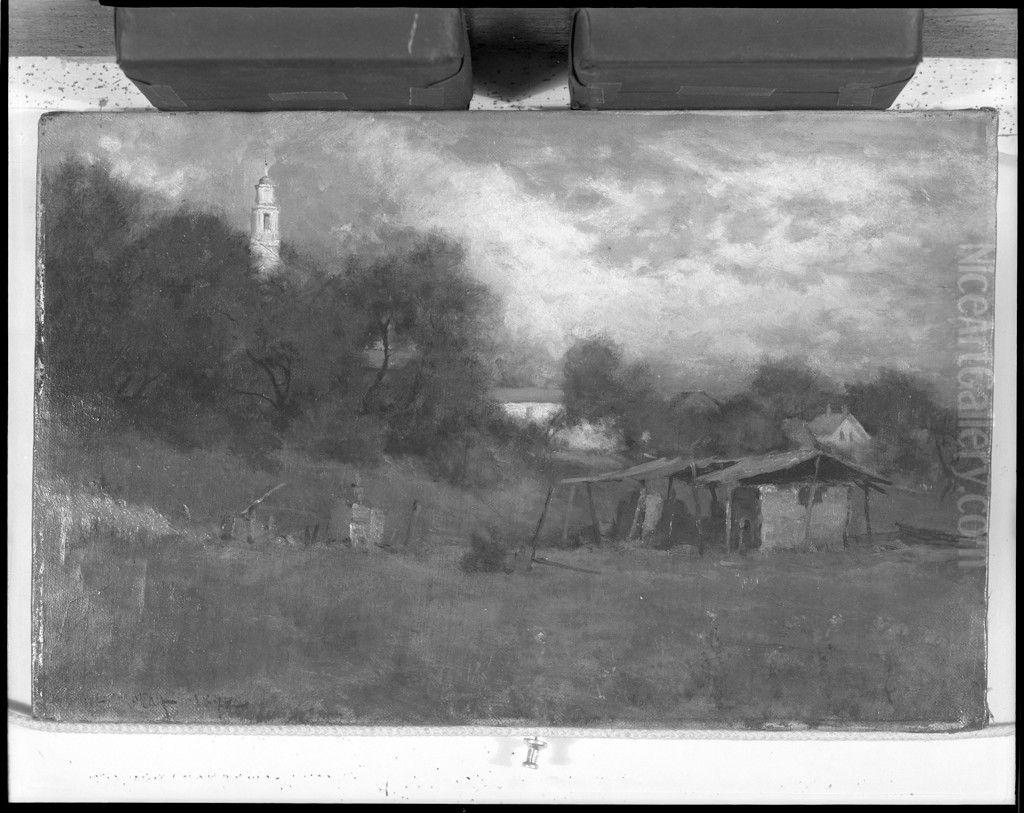 Landscape with Church Steeple Oil Painting by Willard Metcalf