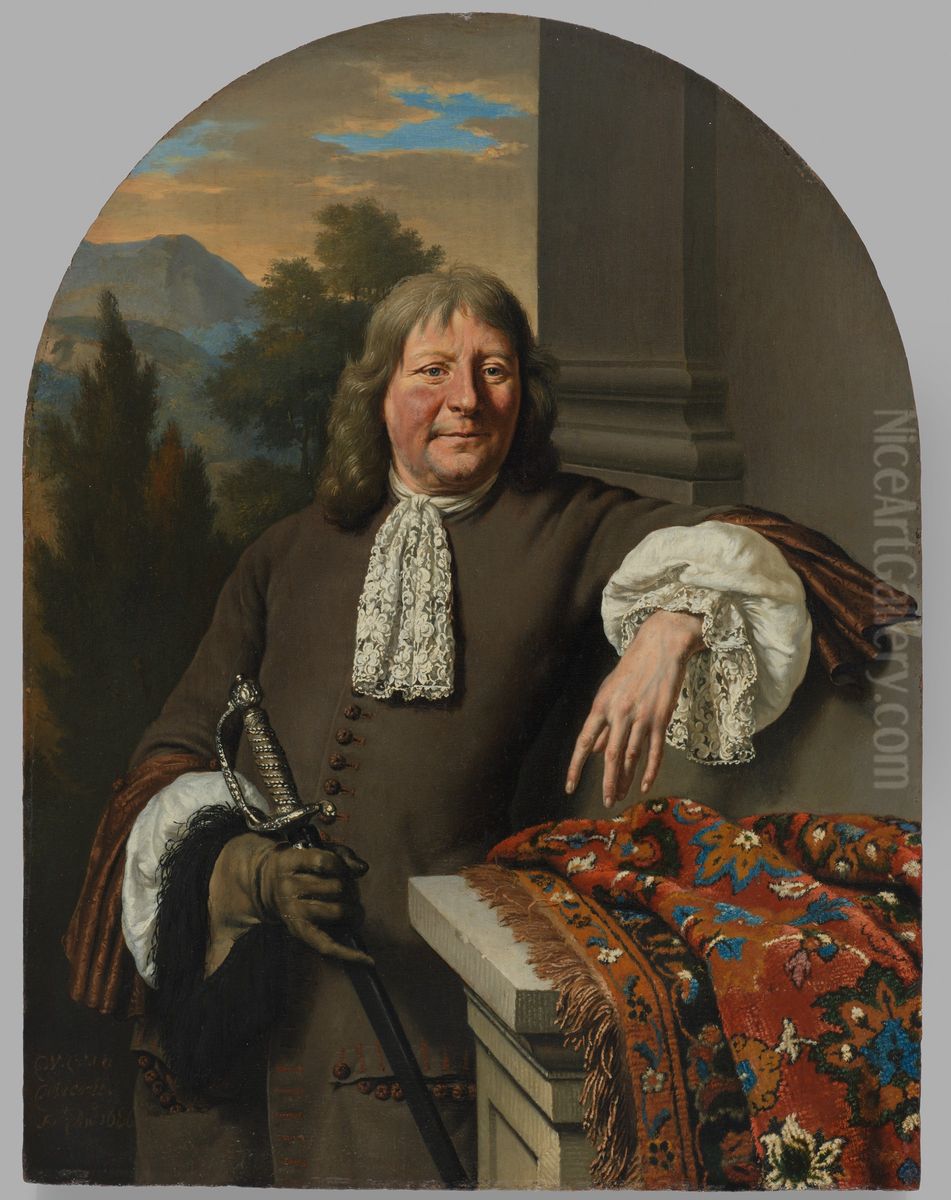 Portrait of a Man Holding a Sword Oil Painting by Willem Van Mieris Leiden