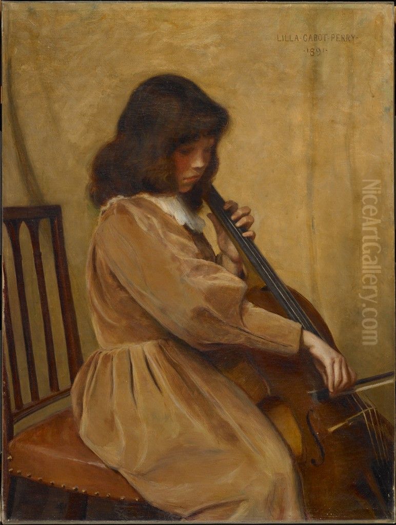 Girl Playing a Cello Oil Painting by Lilla Calbot Perry