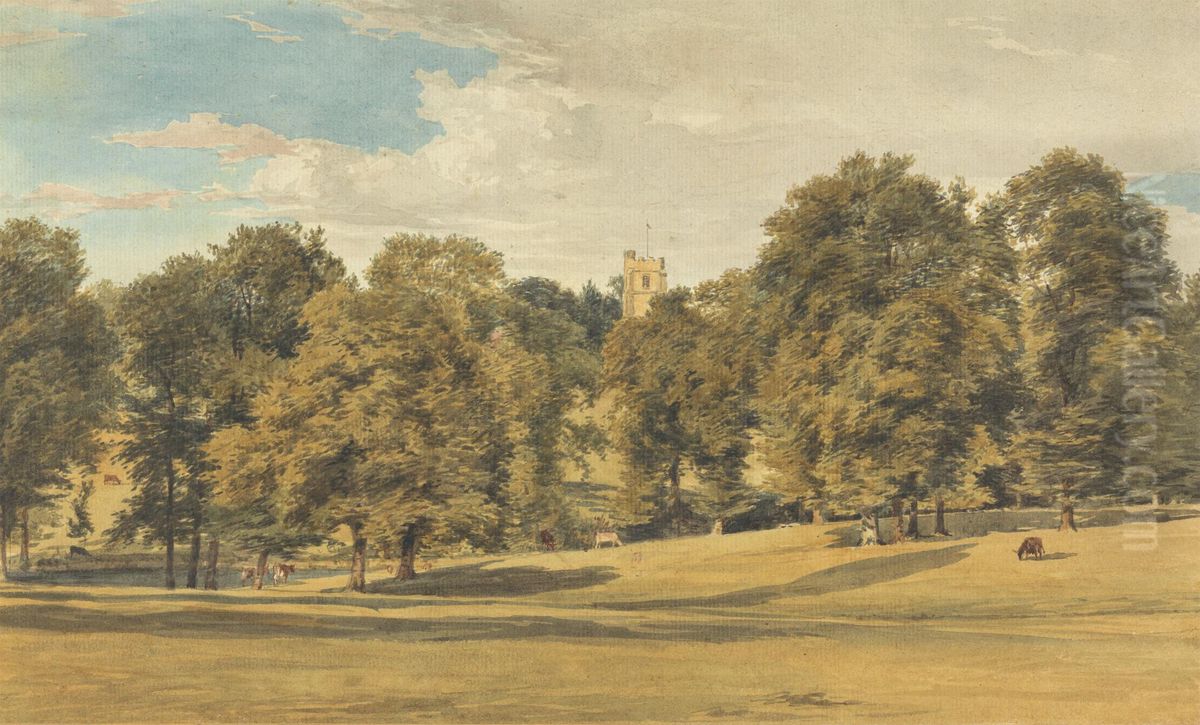 Bushey Church from the South West Oil Painting by William Henry Hunt