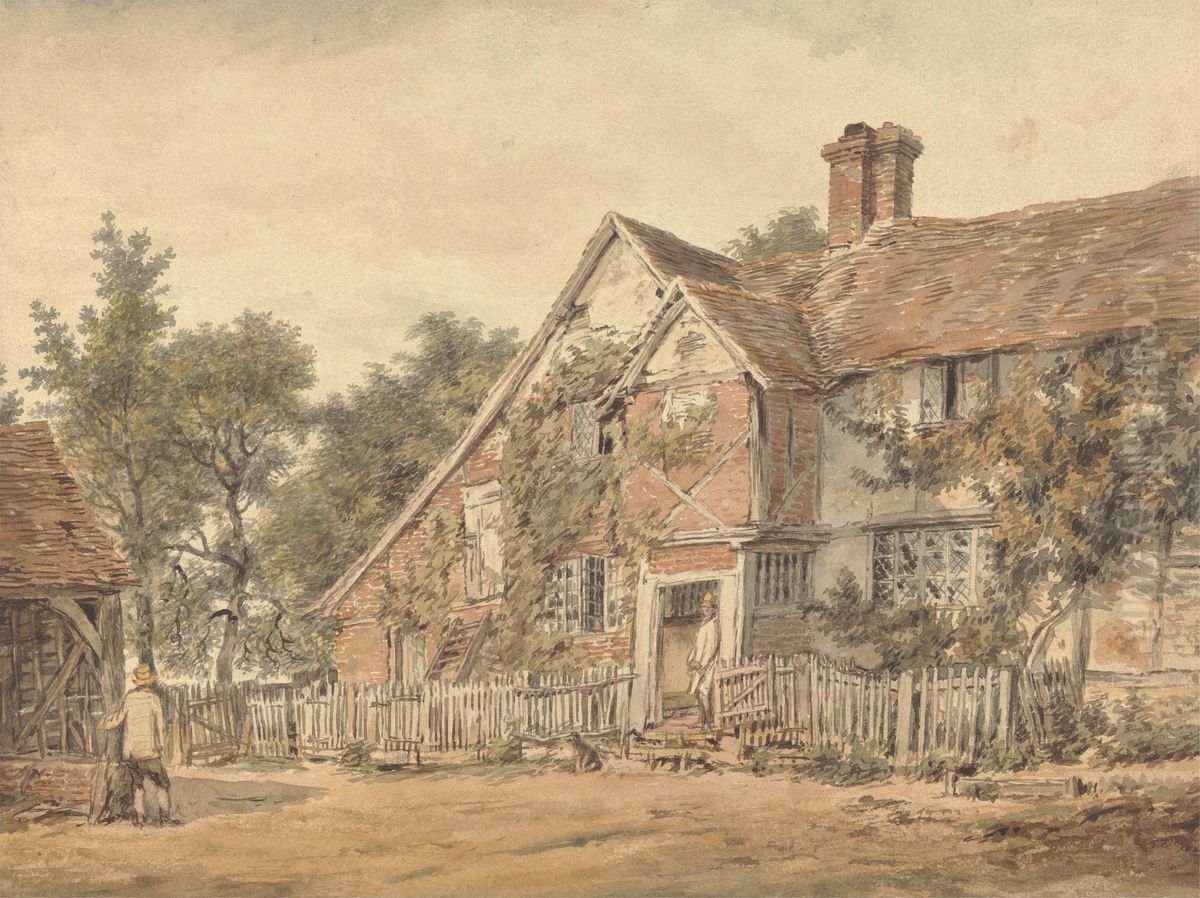 A Farmhouse Oil Painting by William Henry Hunt