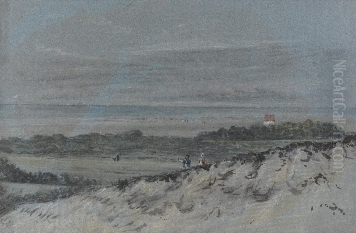 Seashore with Sand Dunes Oil Painting by Thomas Monro