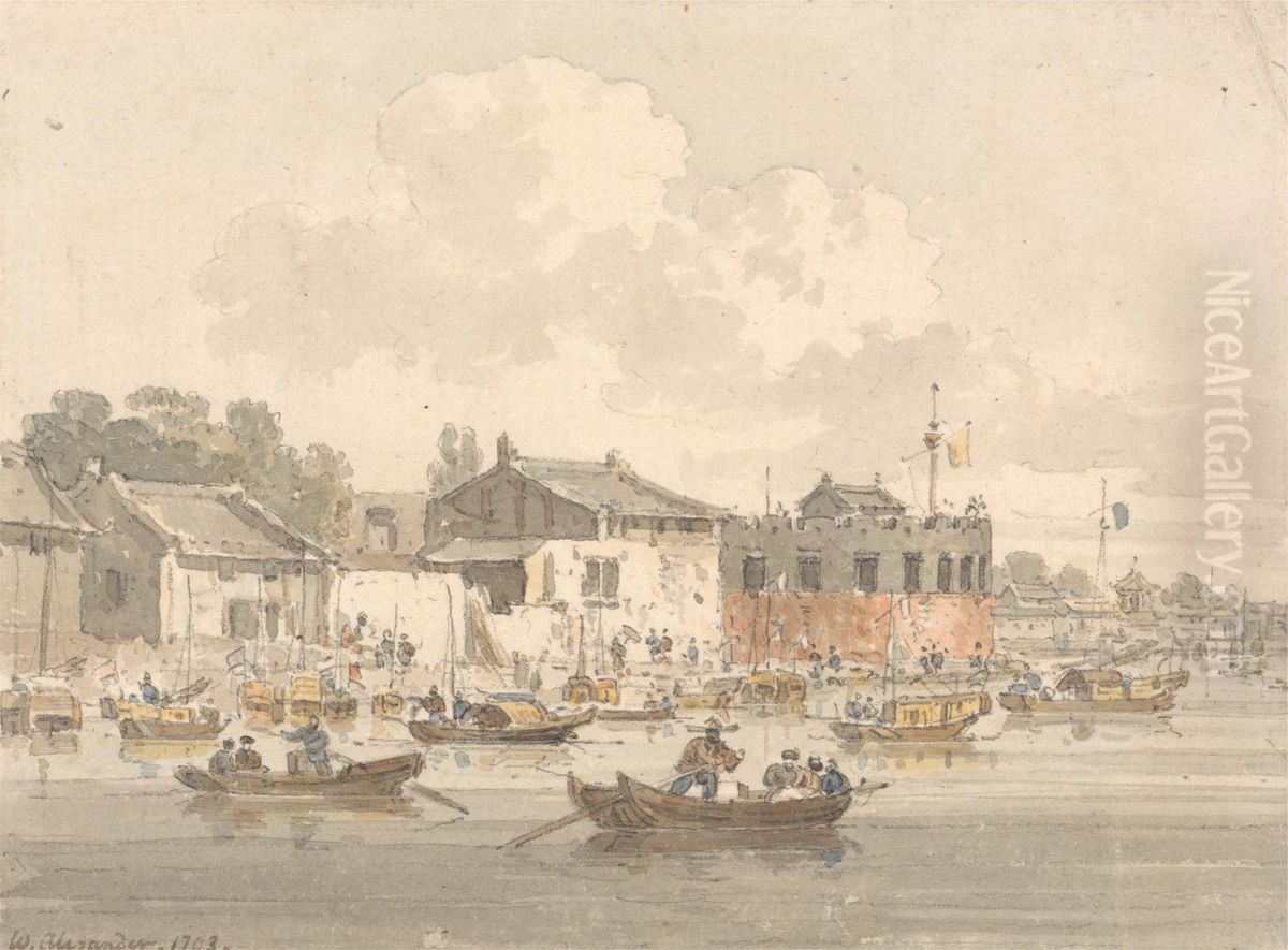 Fort Opposite the Factory, Canton Oil Painting by William Alexander