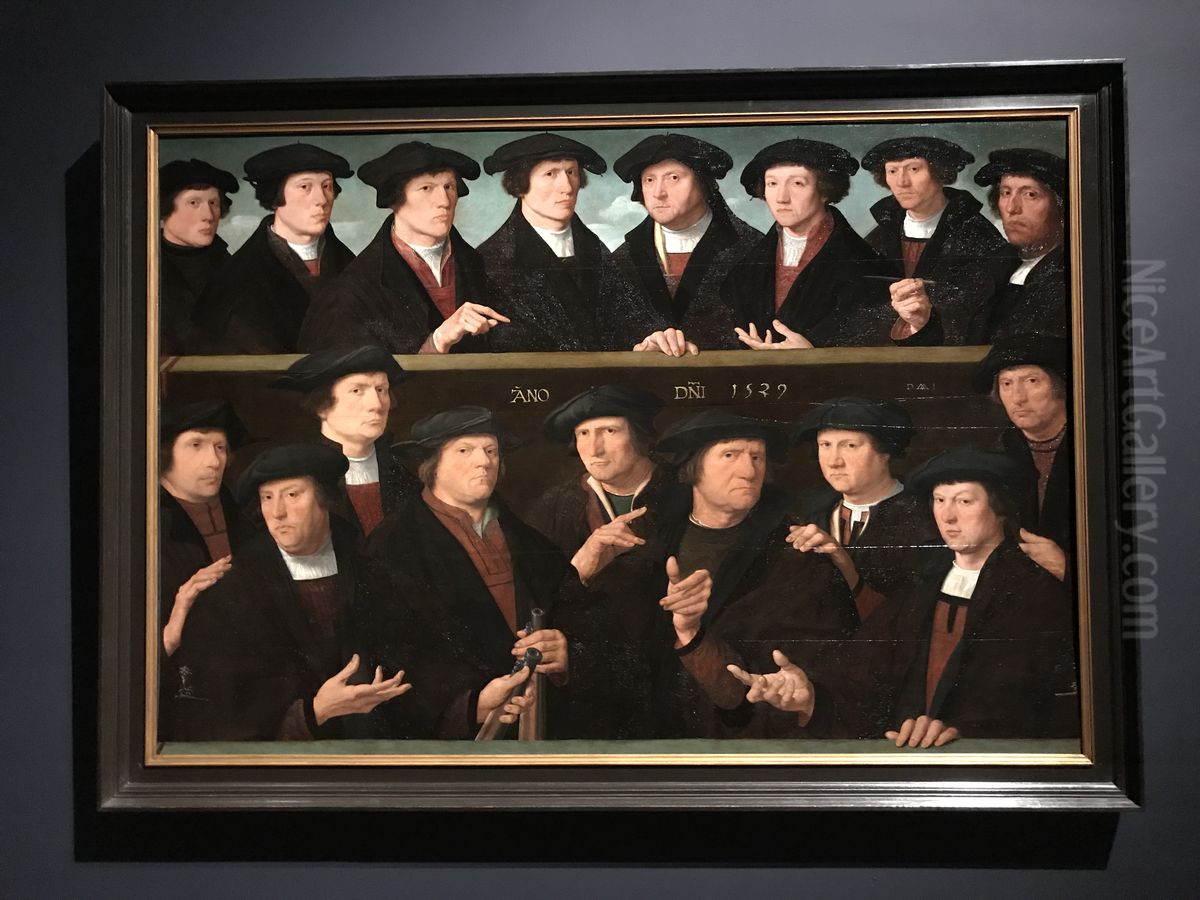 Een groep schutters, 1529 - middenpaneel Oil Painting by Dirck Jacobsz.