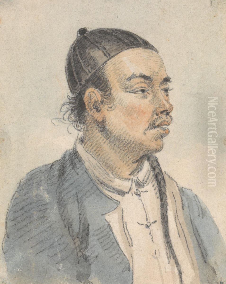 Portrait of a Chinese Man Oil Painting by William Alexander