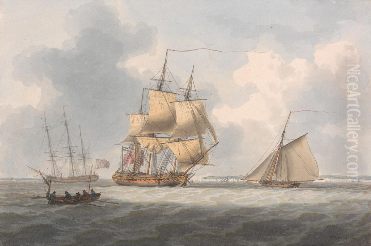 A Frigate Awaiting a Pilot Oil Painting by William Anderson