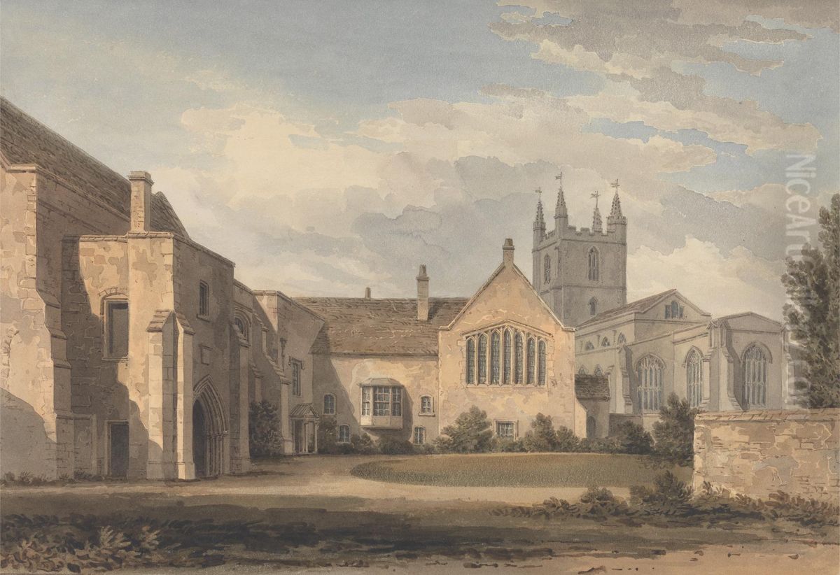 South East View of the Church and Palace at Croydon, Surrey Oil Painting by John Chessell Buckler