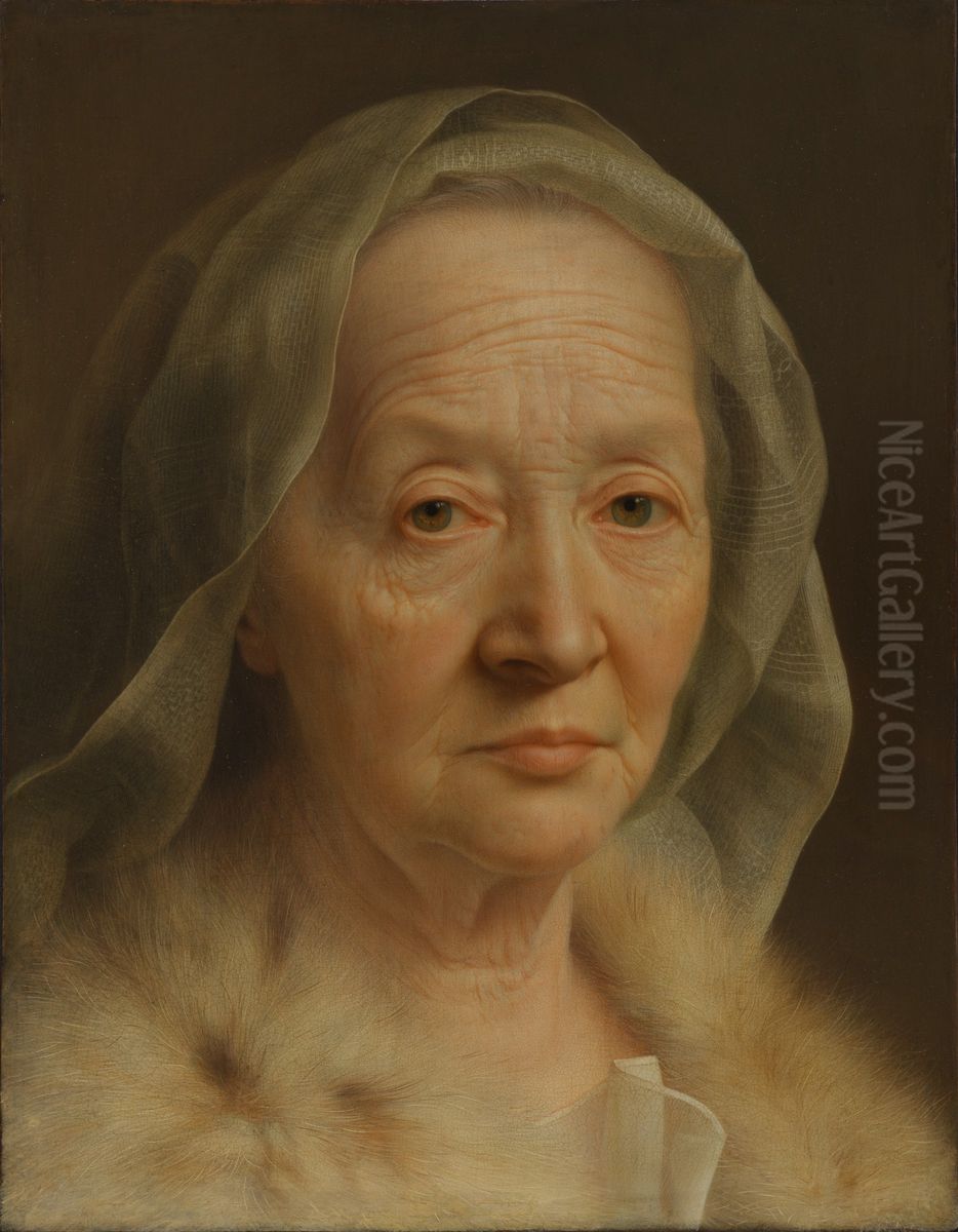 Portrait of an Old Woman Oil Painting by Christian Seybold
