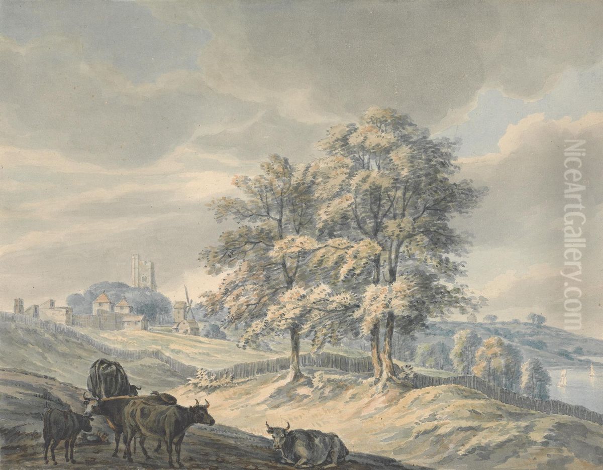 View looking towards St. Margaret's, Rochester, Kent Oil Painting by John Cleveley the Younger