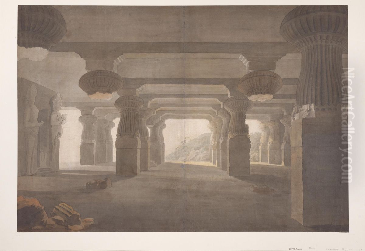 Rockhewn Temple of Elephanta Oil Painting by Thomas Sandby