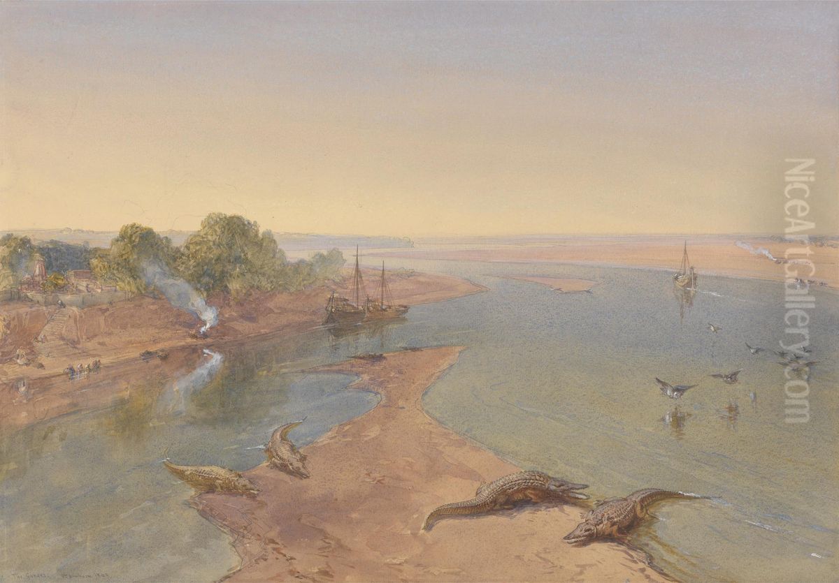 The Ganges Oil Painting by William Simpson