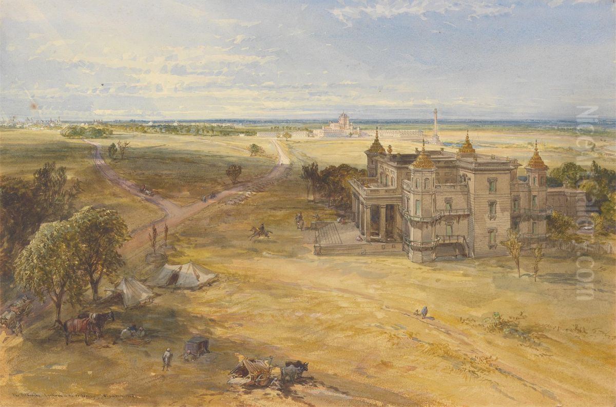 The Dilkoosha, Lucknow in the Distance Oil Painting by William Simpson