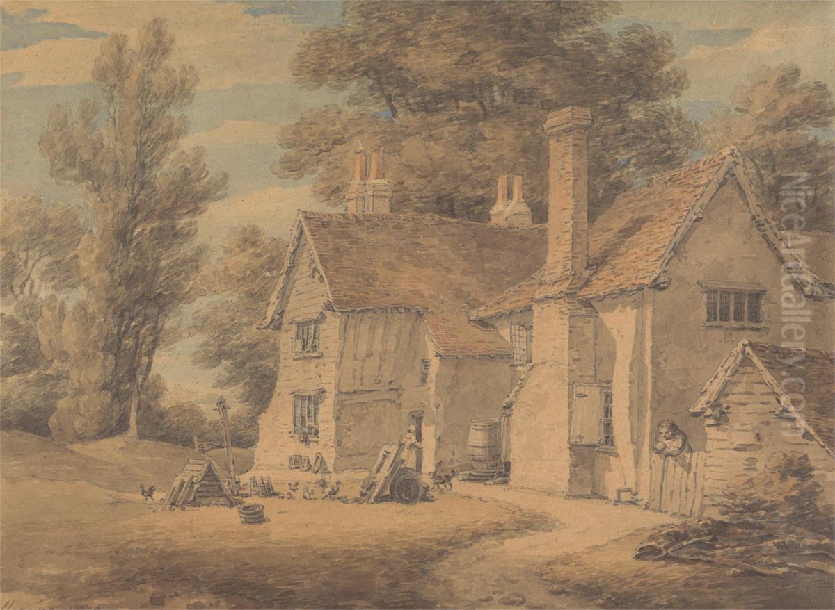 The Poor House, Hadley, Hertfordshire Oil Painting by Thomas Hearne
