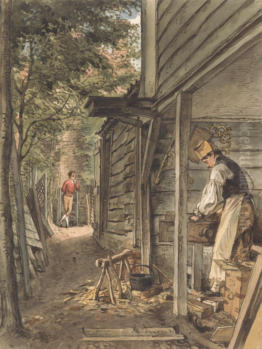 Dr. Munro's Carpenter at Work Oil Painting by William Henry Hunt