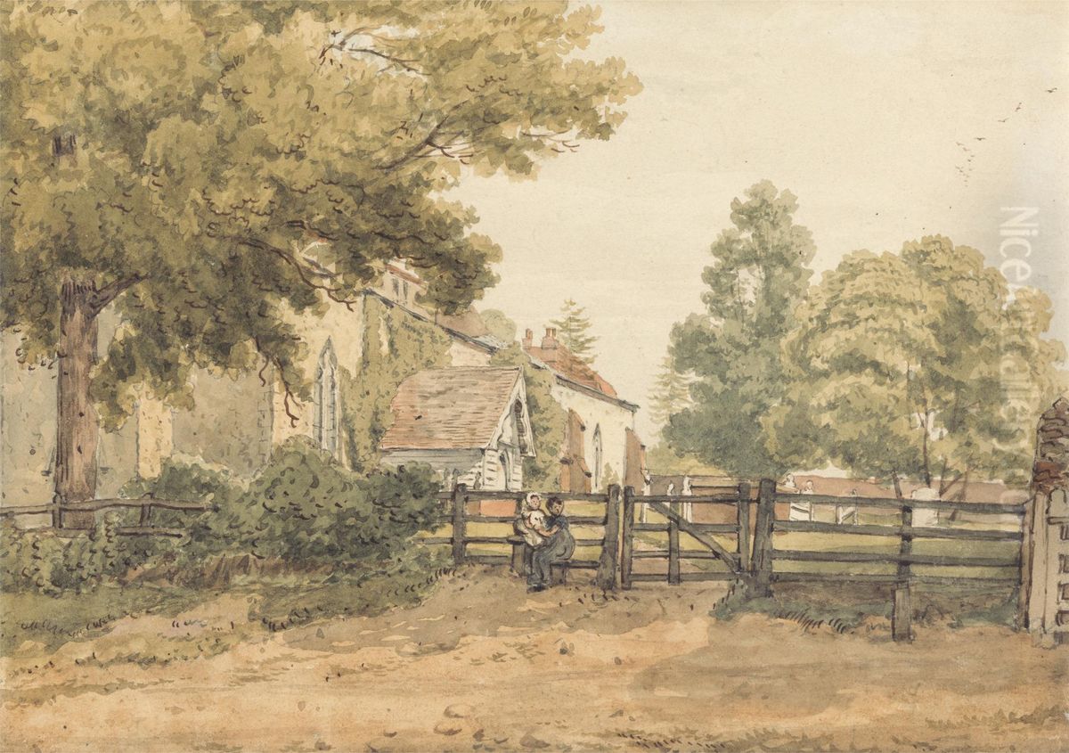 Aldenham Church Oil Painting by William Henry Hunt