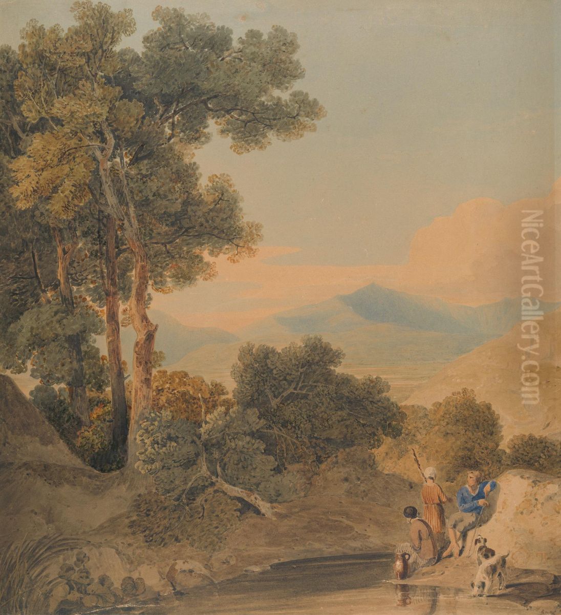 Landscape with figures Oil Painting by William Havell