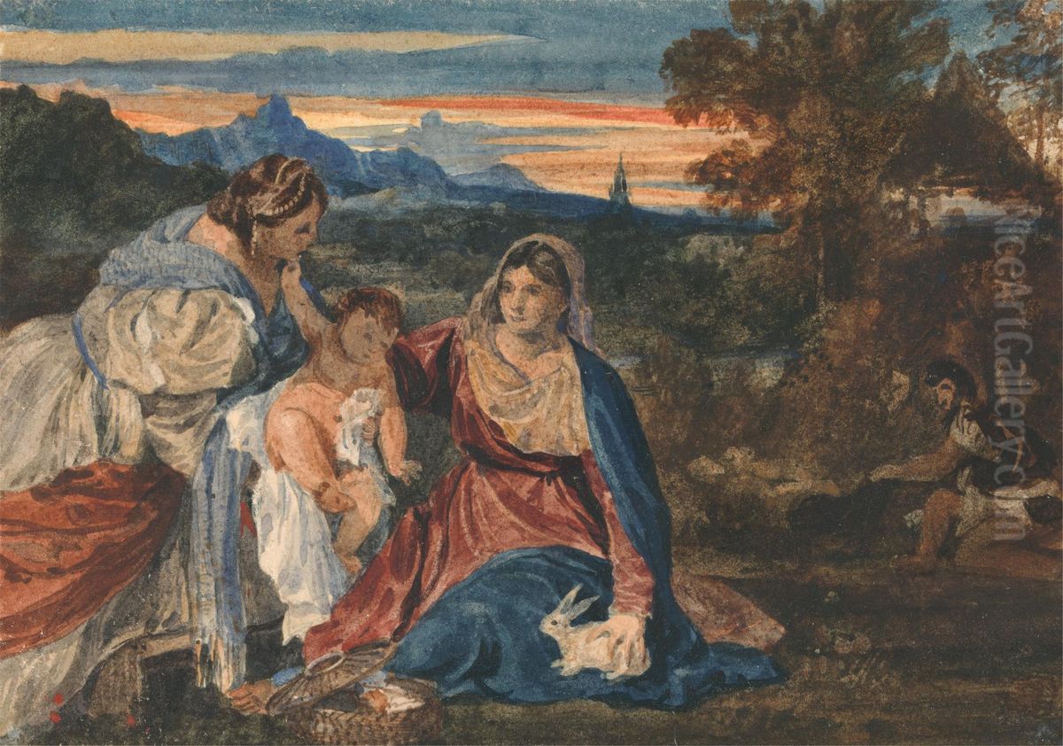 Madonna with a Rabbit Oil Painting by William Callow