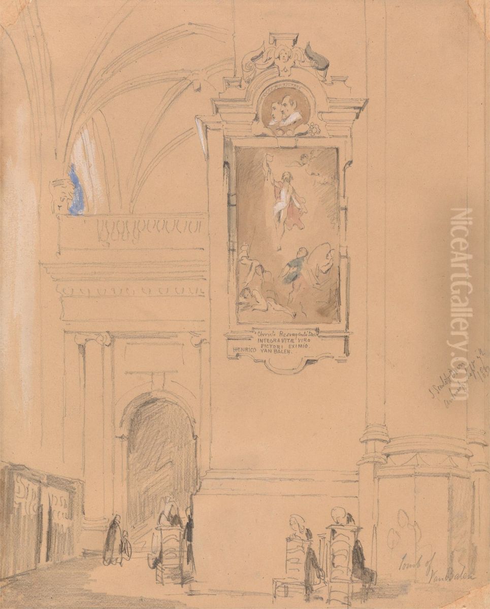 The Tomb of Van Balen, Antwerp, September 7, 1832 Oil Painting by John Scarlett Davis