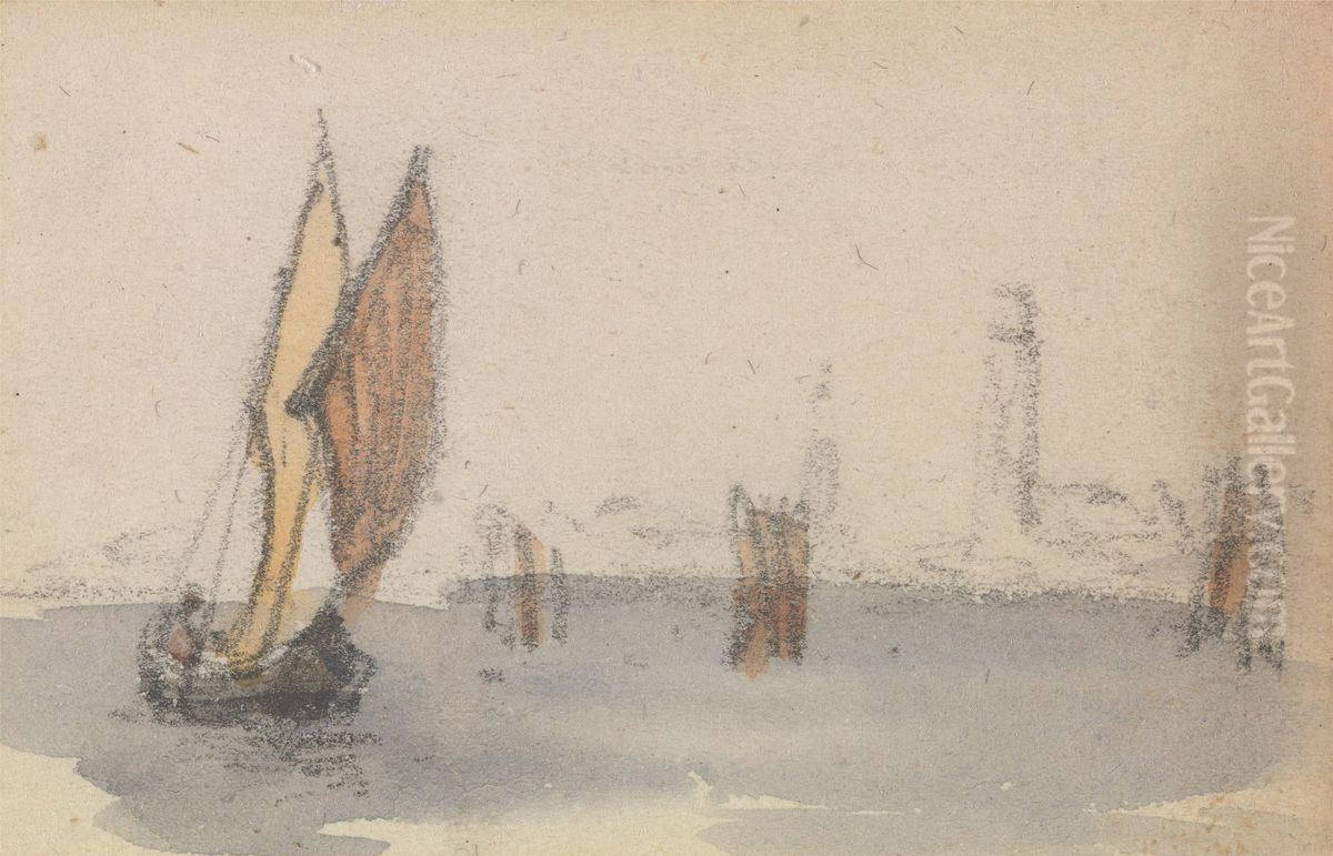 One of a Group of Three Studies on the Venetian Logoon Oil Painting by Myles Birket Foster