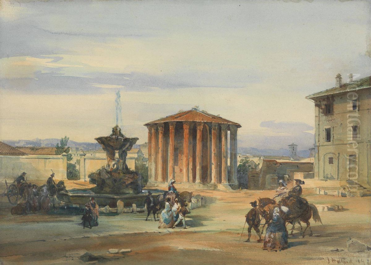 The Temple of Vesta, Rome Oil Painting by James Holland
