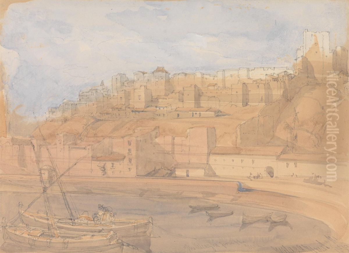 The Alcazaba from the Mole, Malaga Oil Painting by David Roberts