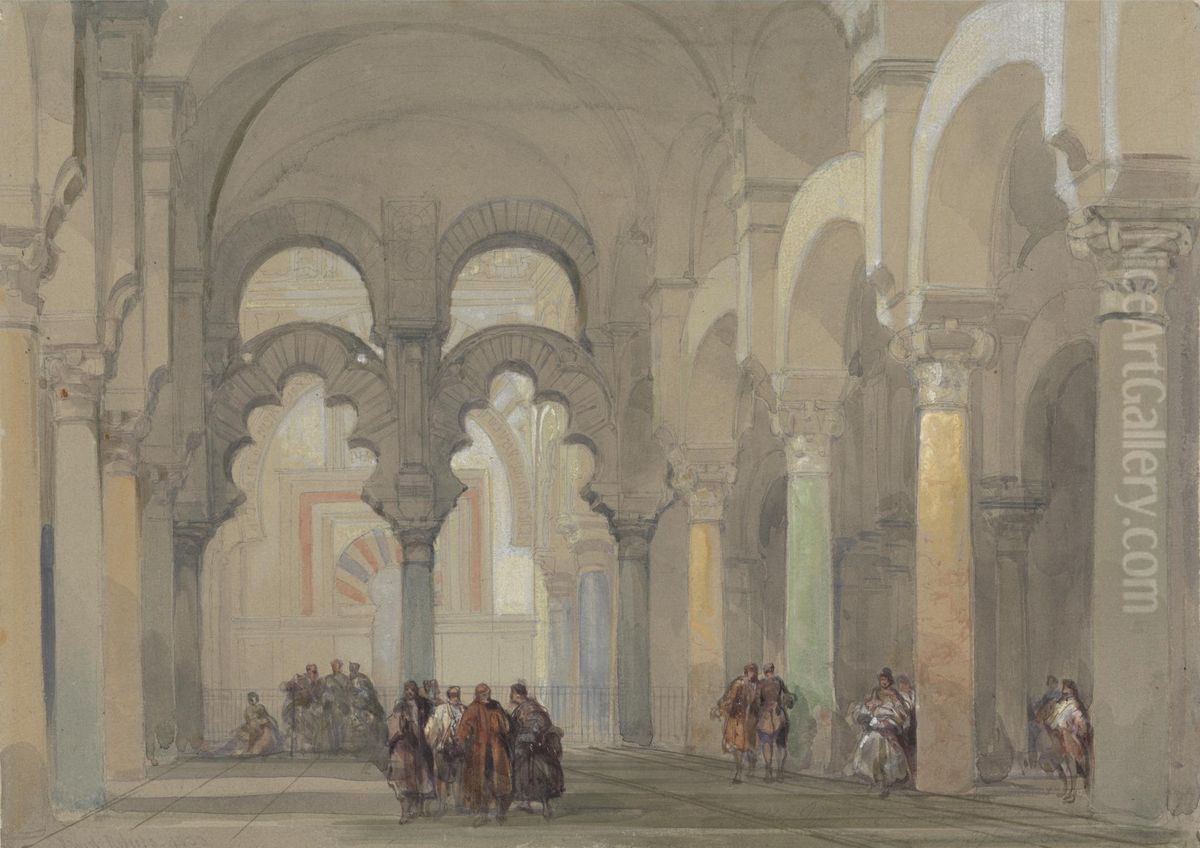 The Mosque at Cordova Oil Painting by David Roberts