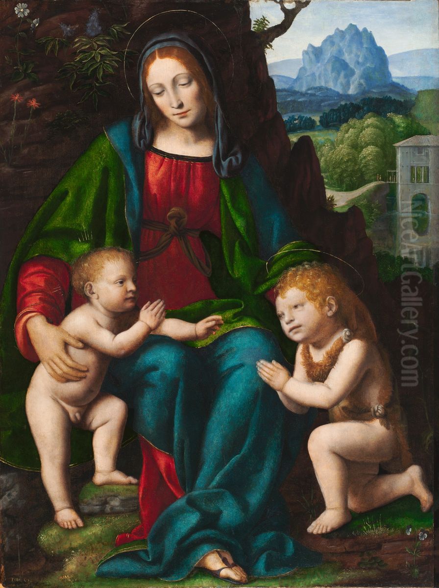 Virgin and Child with the Infant Saint John the Baptist Oil Painting by Bernardino Luini
