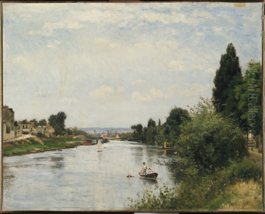 Landscape with River Oil Painting by Stanislas Lepine
