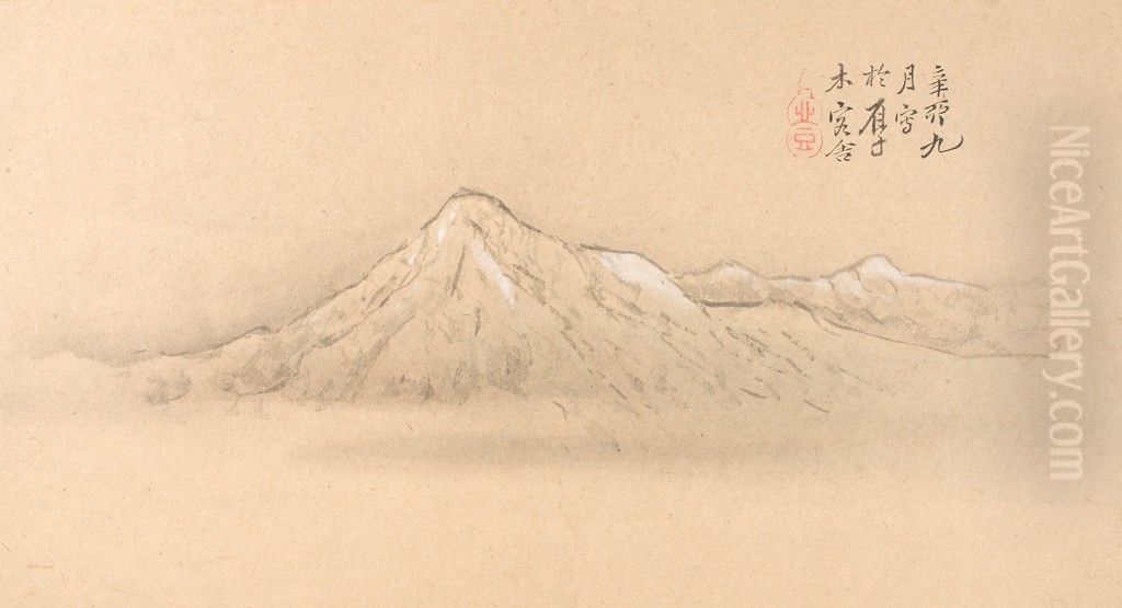 One of Six Views of Atsugi Oil Painting by Watanabe Kazan