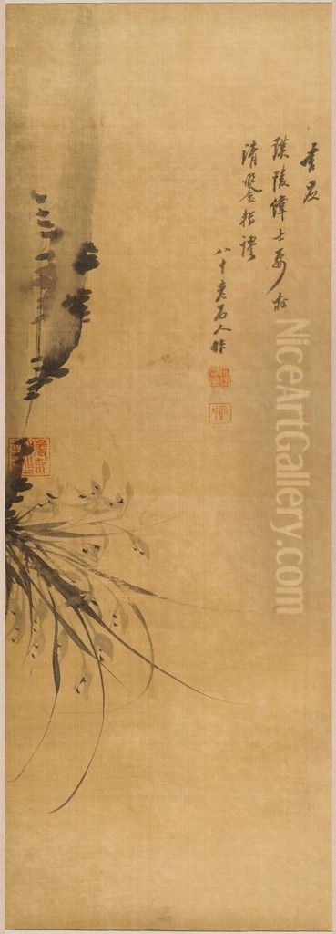 Orchids and Rocks Oil Painting by Heungseon Daewongun