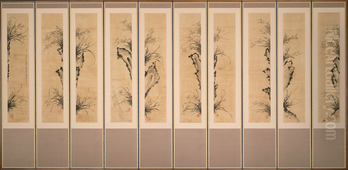 Orchids and Rocks Oil Painting by Heungseon Daewongun