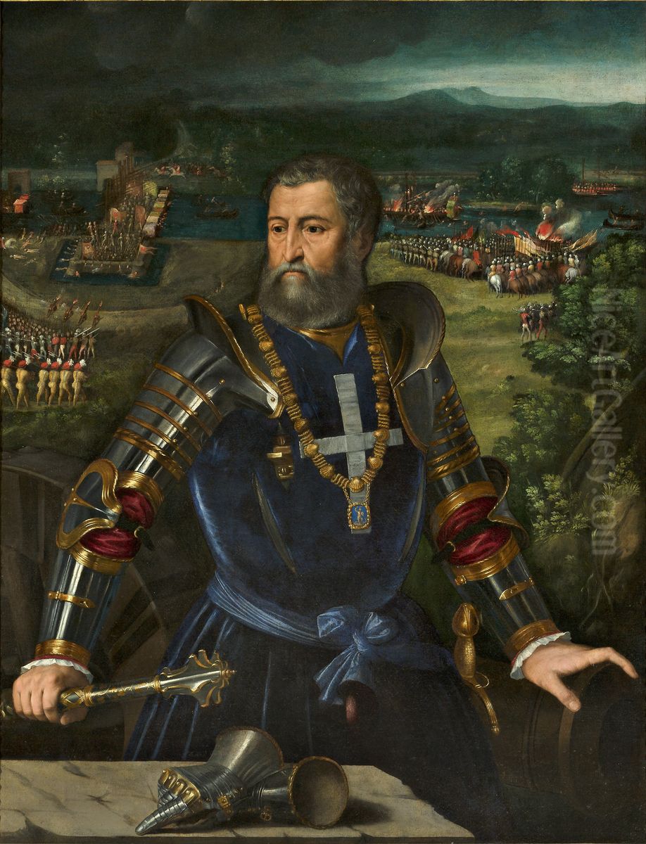 Portrait of Alfonso I d'Este, Duke of Ferrara (1476-1534) Oil Painting by Battista Dossi